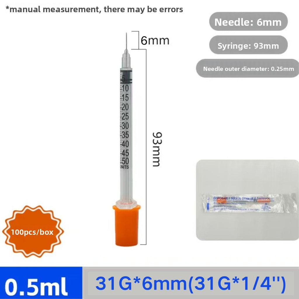Disposable Insulin Syringe 1ml 31G 6mm with Needle