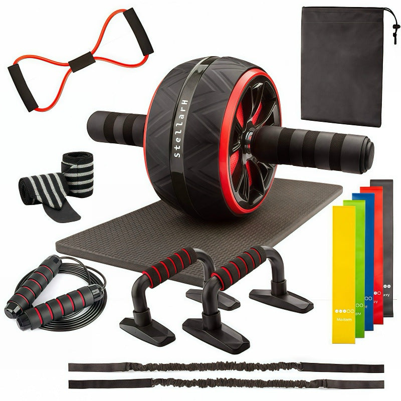 Ab Wheel 7-Piece Set ? Indoor Fitness Equipment, Jump Rope, Push-Up Stand
