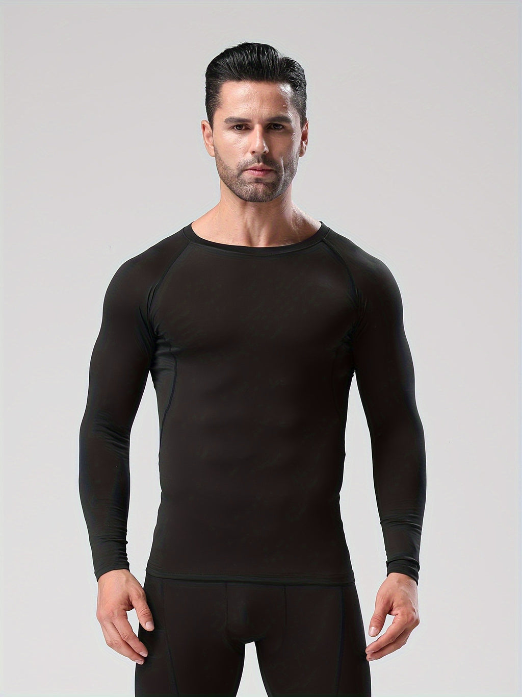 Men's Long-Sleeve Stretchy Base Layer Tight-Fitting Fitness Clothing