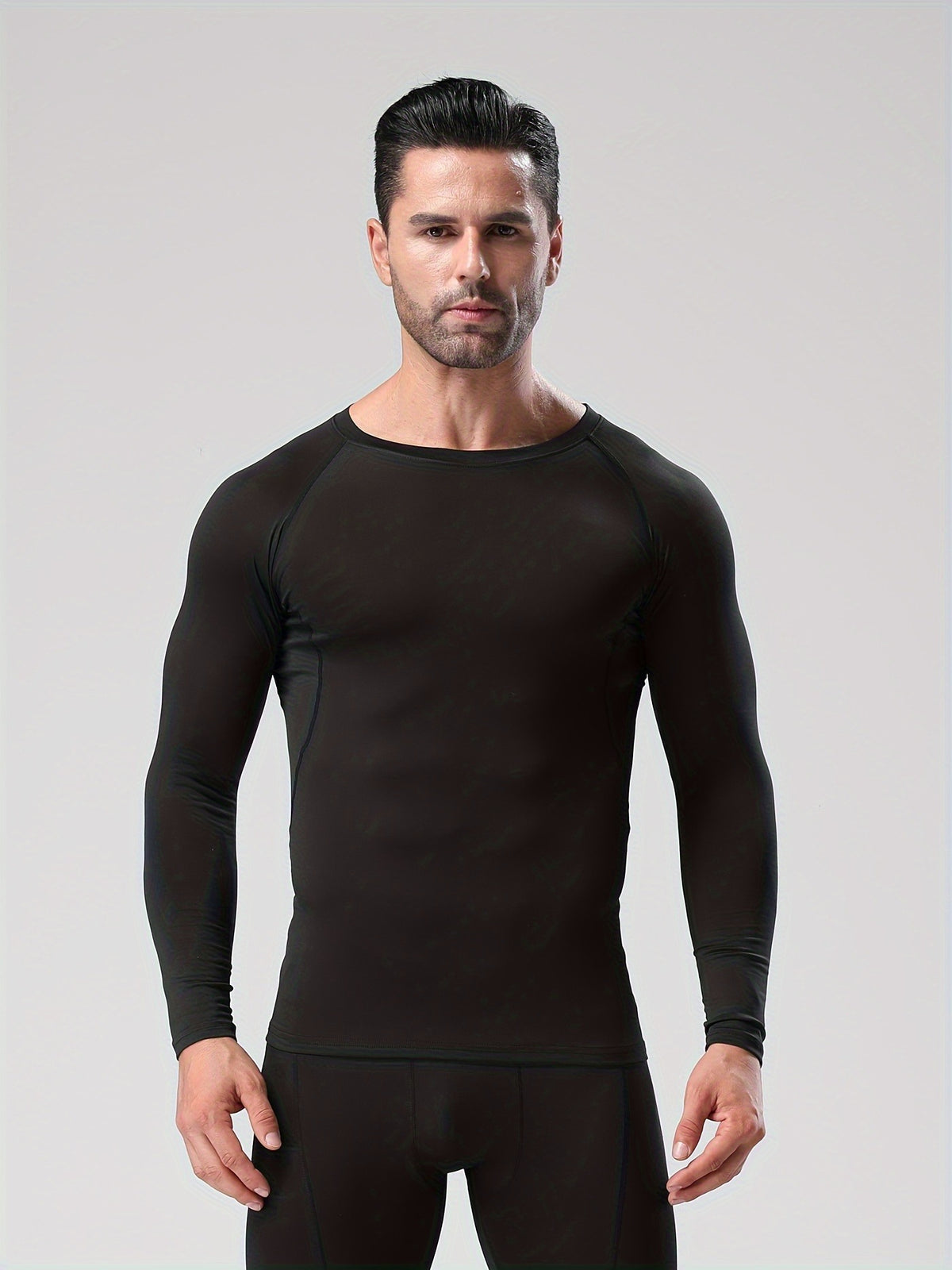 Men's Long-Sleeve Stretchy Base Layer Tight-Fitting Fitness Clothing