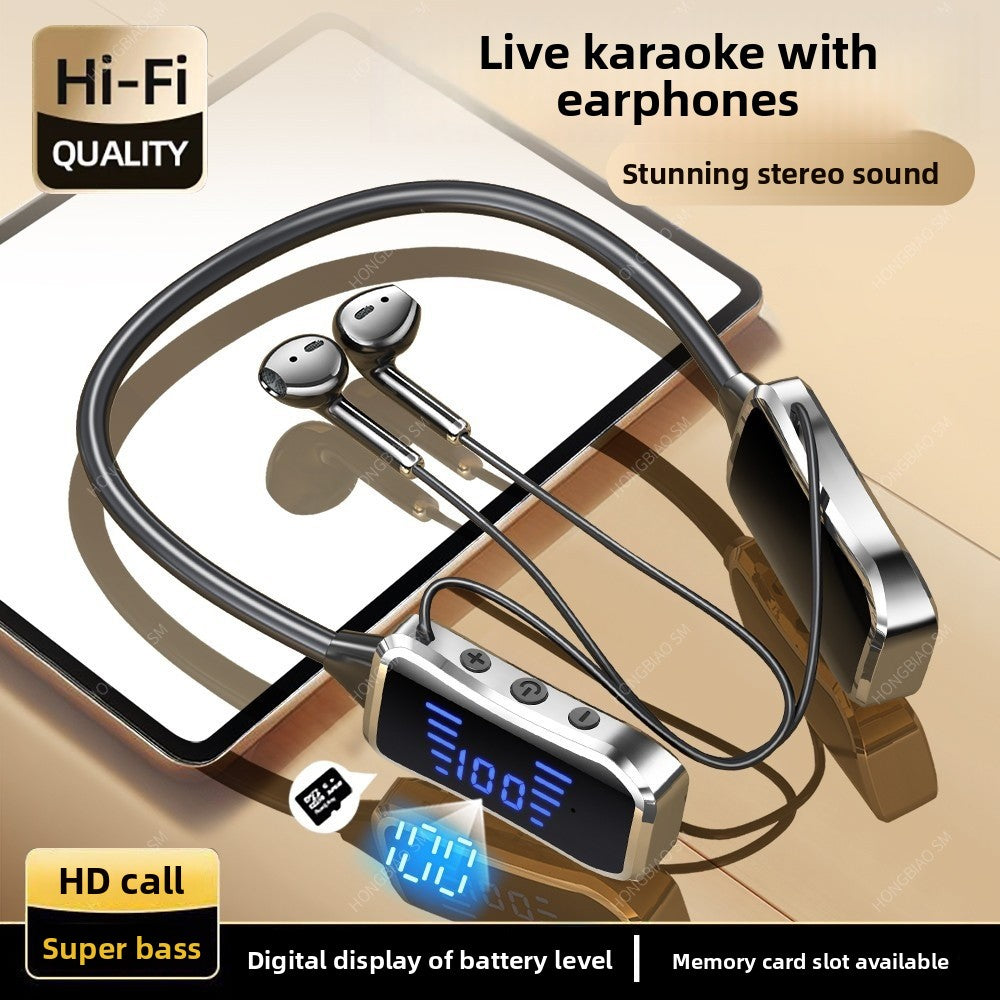 Wireless Bluetooth Neckband Earphones with Digital Display
