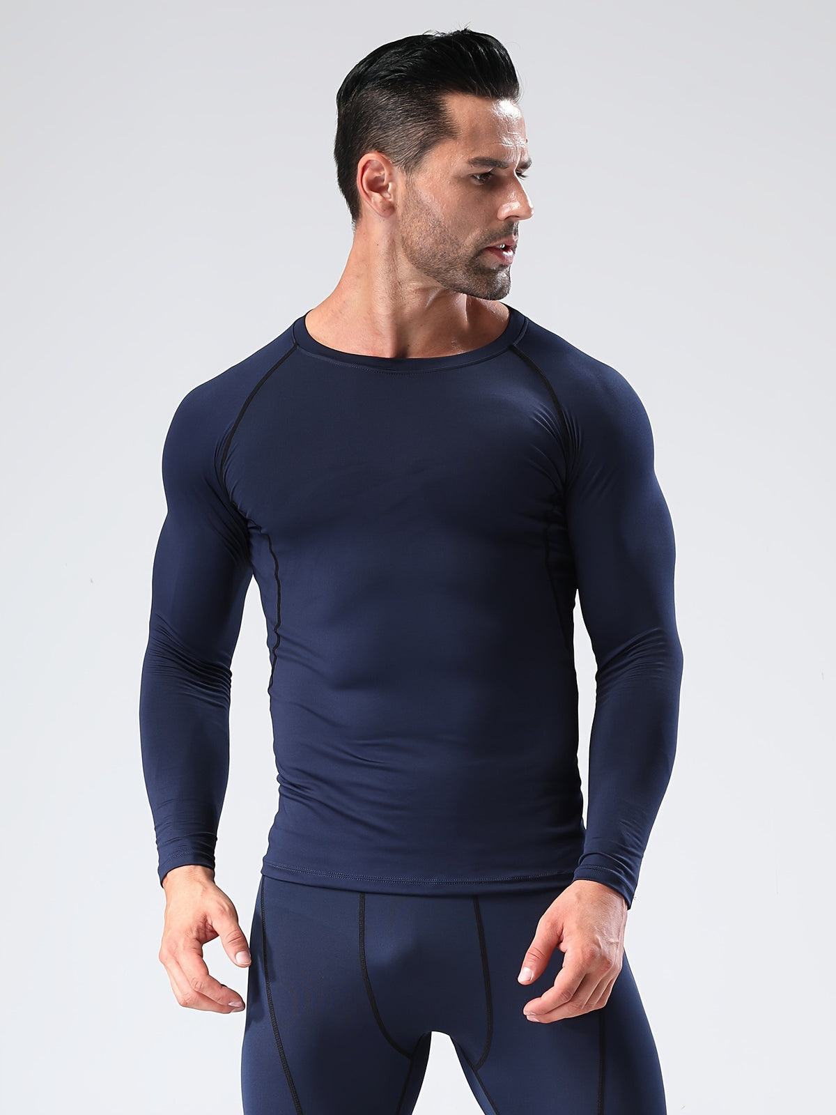 Men's Long-Sleeve Stretchy Base Layer Tight-Fitting Fitness Clothing