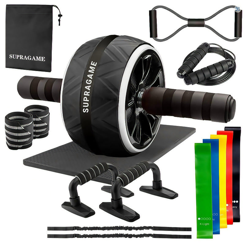 Ab Wheel 7-Piece Set ? Indoor Fitness Equipment, Jump Rope, Push-Up Stand