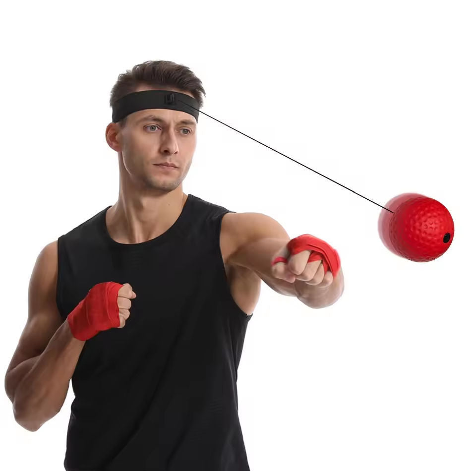 Head-Mounted Boxing Reaction Ball for Fitness and Reflex Training