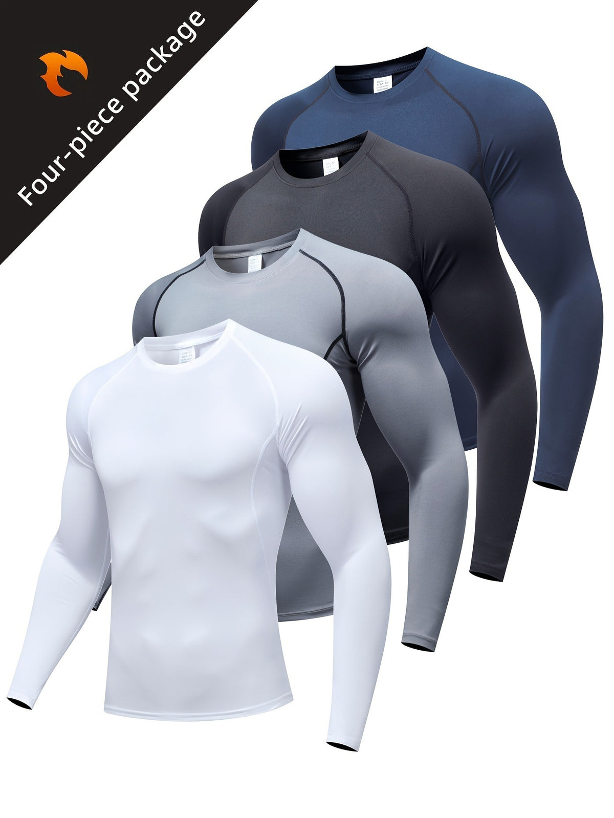 Men's Long-Sleeve Stretchy Base Layer Tight-Fitting Fitness Clothing