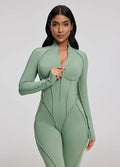 Yoga sports jumpsuit long sleeve zipper fitness suit for women