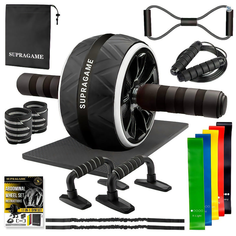 Ab Wheel 7-Piece Set ? Indoor Fitness Equipment, Jump Rope, Push-Up Stand