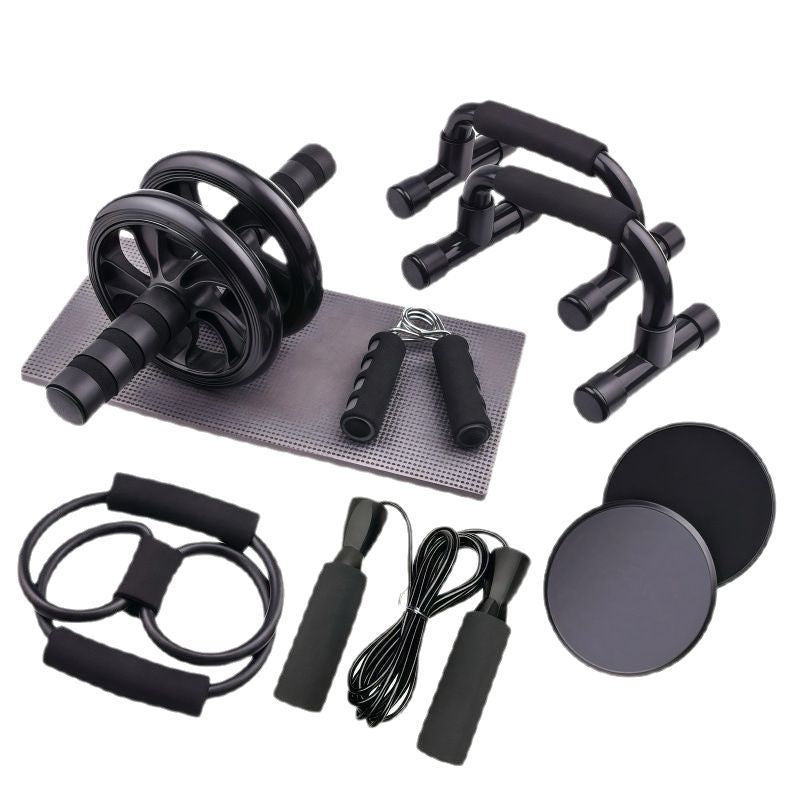 Ab Wheel 7-Piece Set ? Indoor Fitness Equipment, Jump Rope, Push-Up Stand