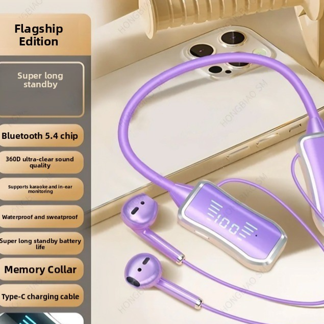 Wireless Bluetooth Neckband Earphones with Digital Display