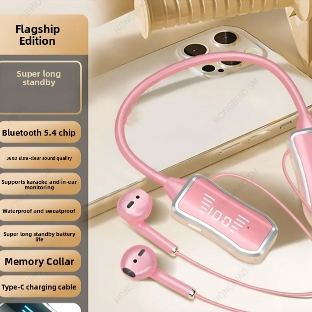 Wireless Bluetooth Neckband Earphones with Digital Display