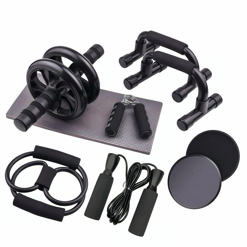 Ab Wheel 7-Piece Set ? Indoor Fitness Equipment, Jump Rope, Push-Up Stand
