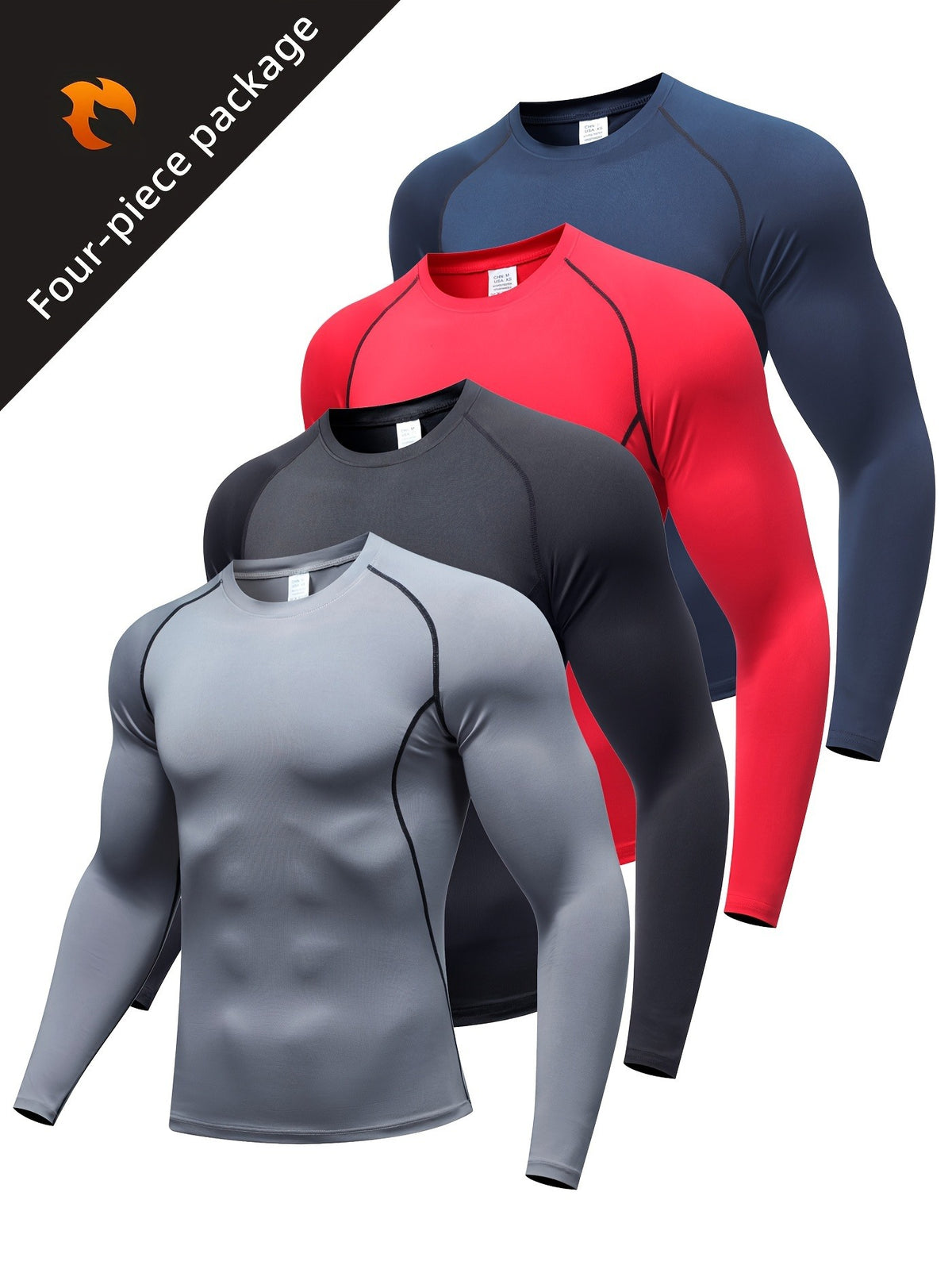 Men's Long-Sleeve Stretchy Base Layer Tight-Fitting Fitness Clothing