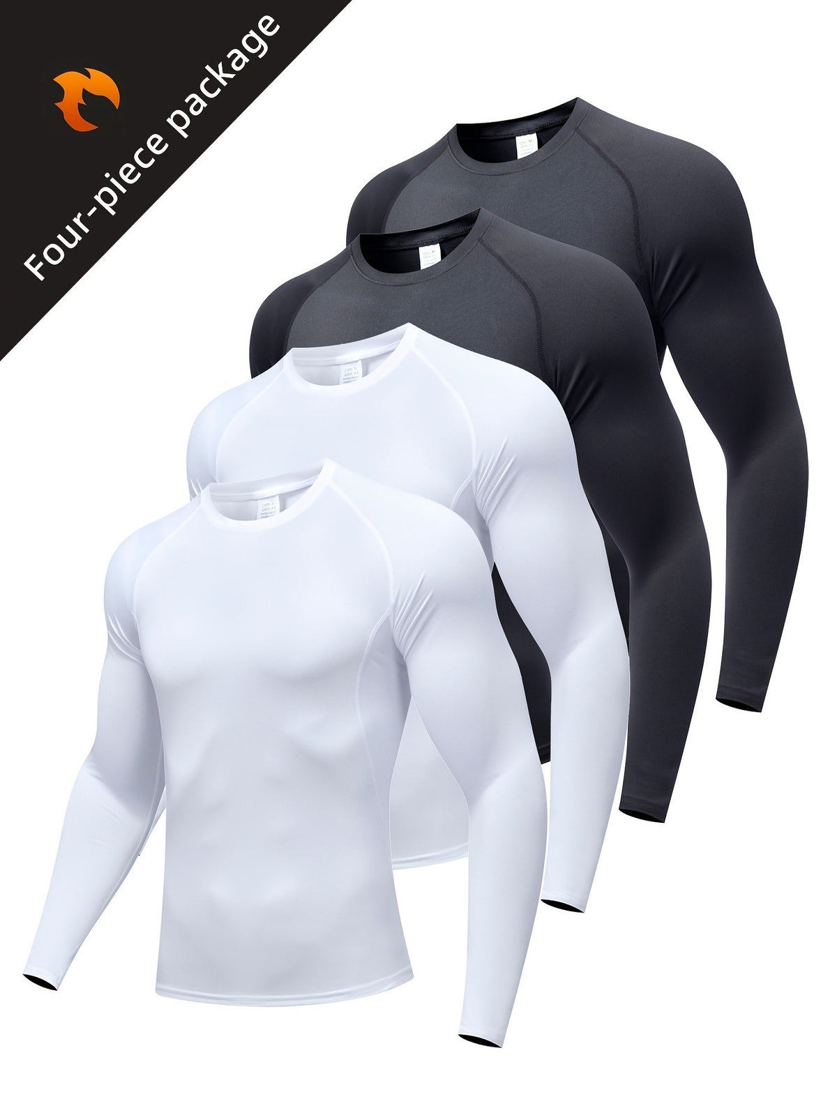 Men's Long-Sleeve Stretchy Base Layer Tight-Fitting Fitness Clothing