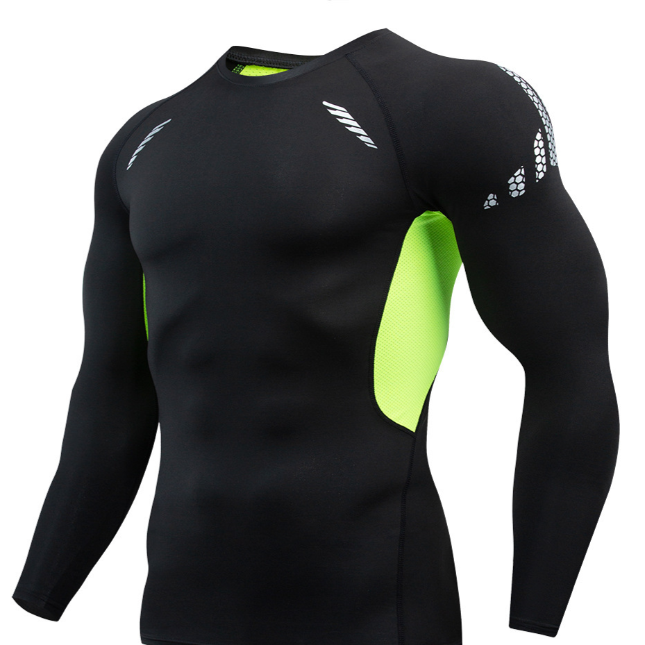 Men's Long-Sleeve Stretchy Base Layer Tight-Fitting Fitness Clothing
