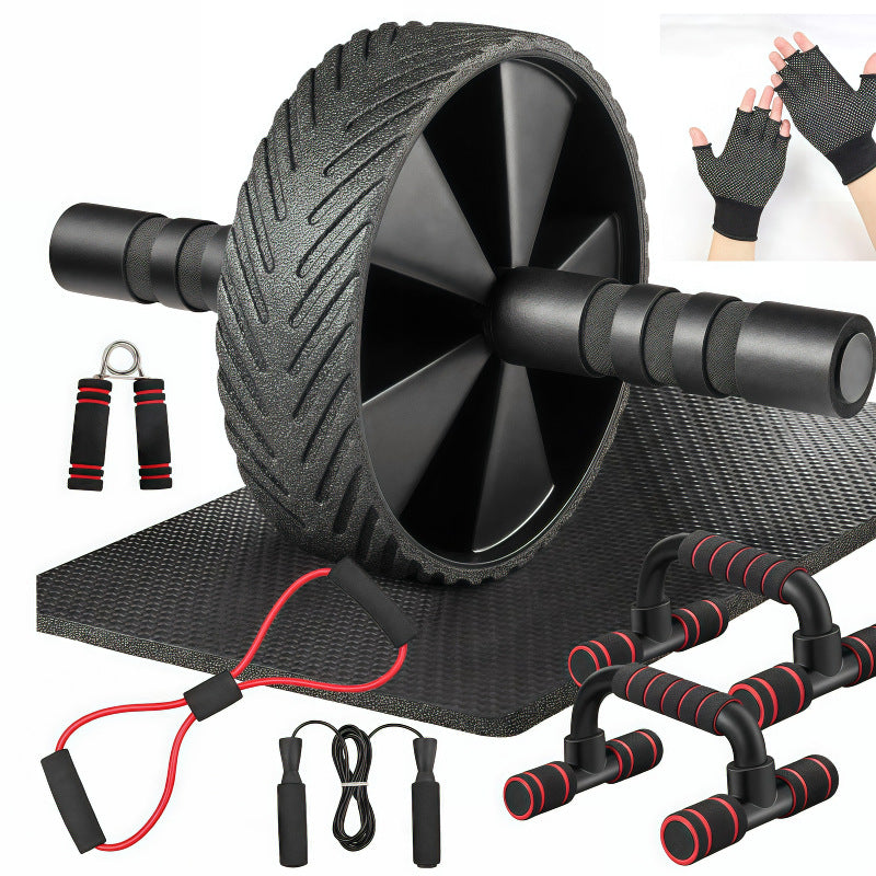 Ab Wheel 7-Piece Set ? Indoor Fitness Equipment, Jump Rope, Push-Up Stand